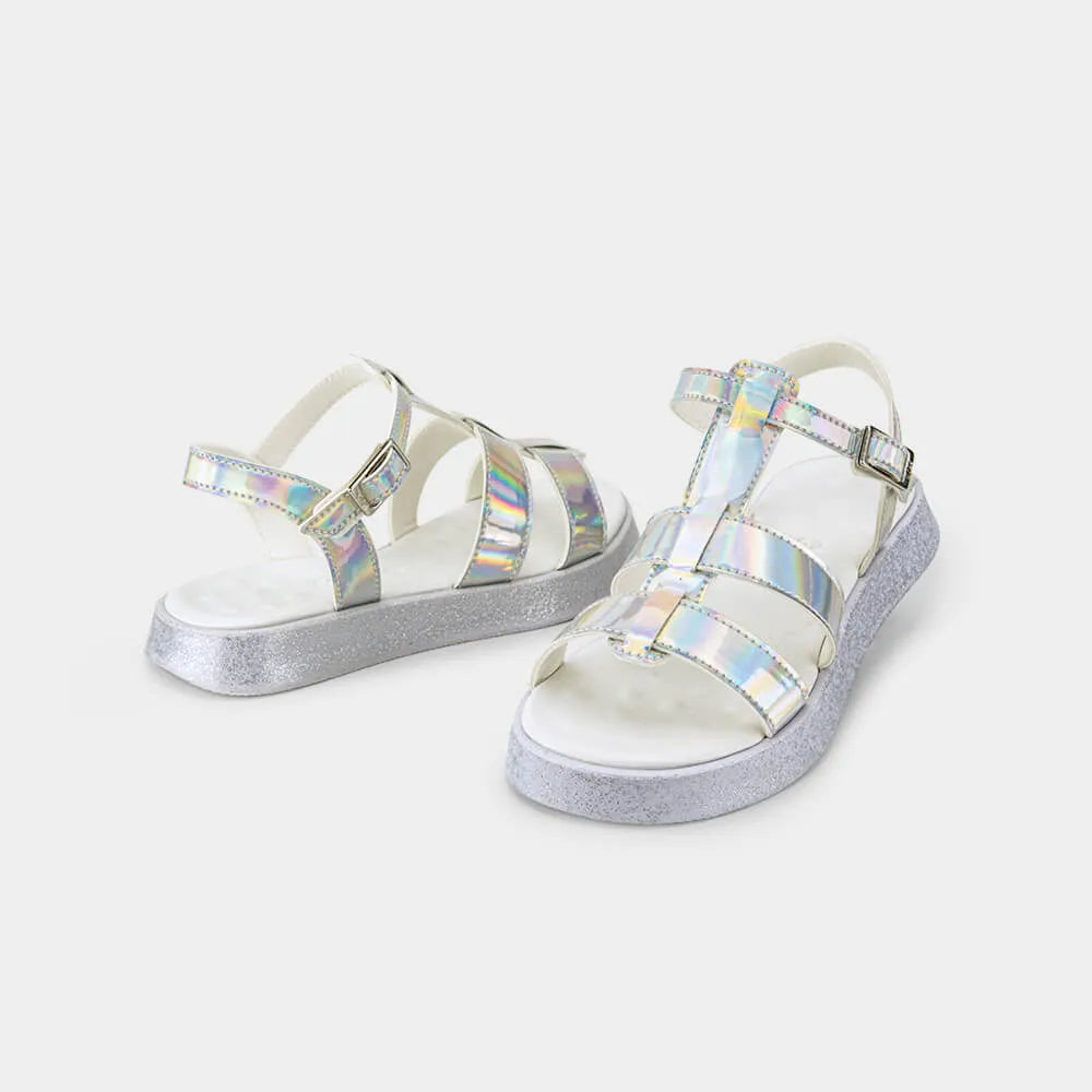 Silver platform sandals