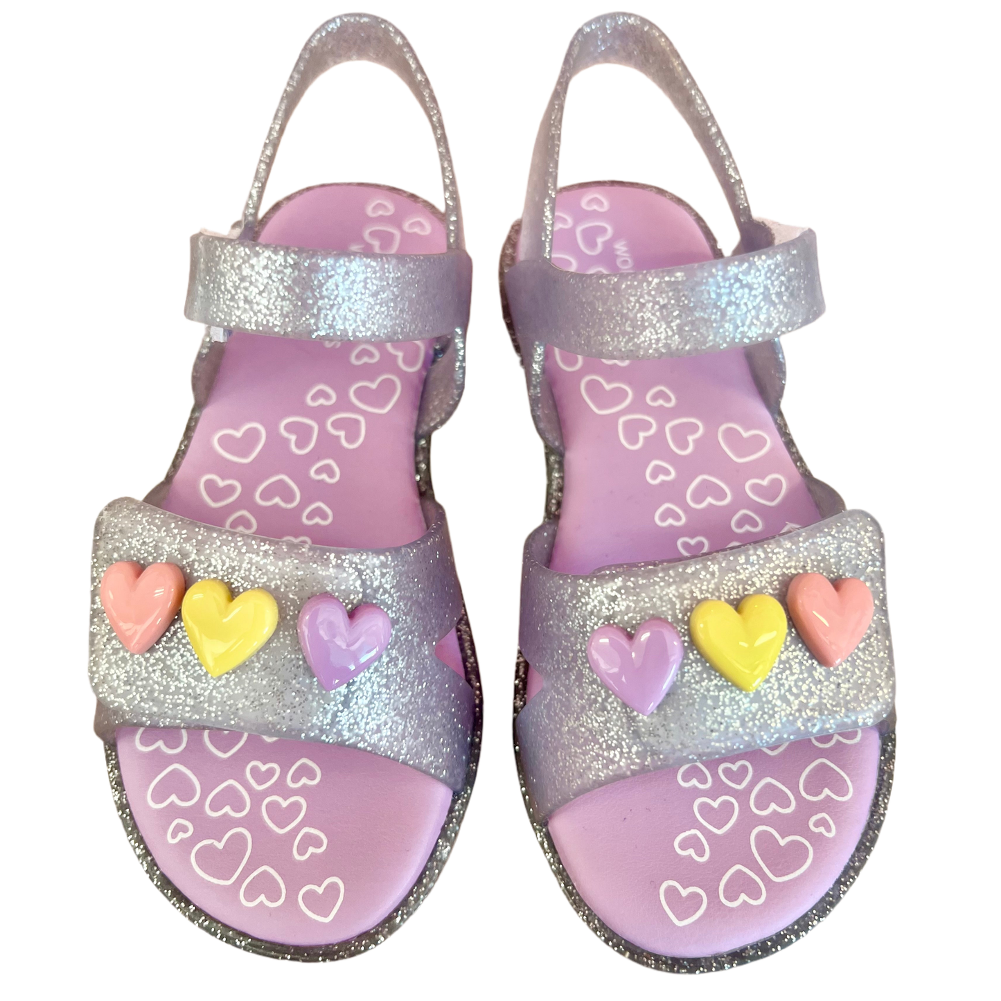 silver hearts sandals