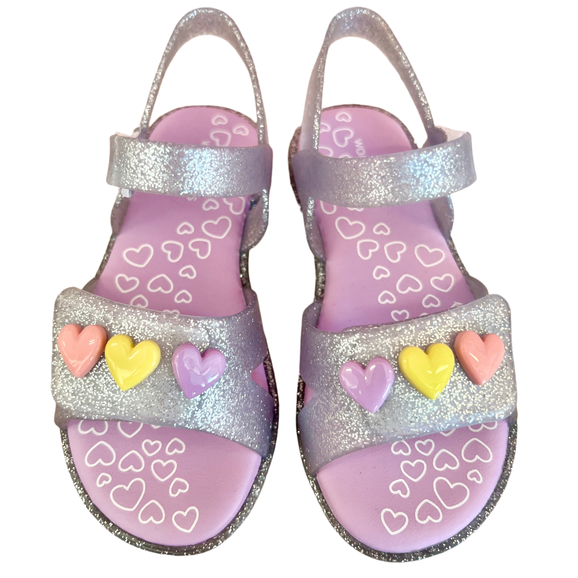 Silver Hearts Sandals PEEK A BOO