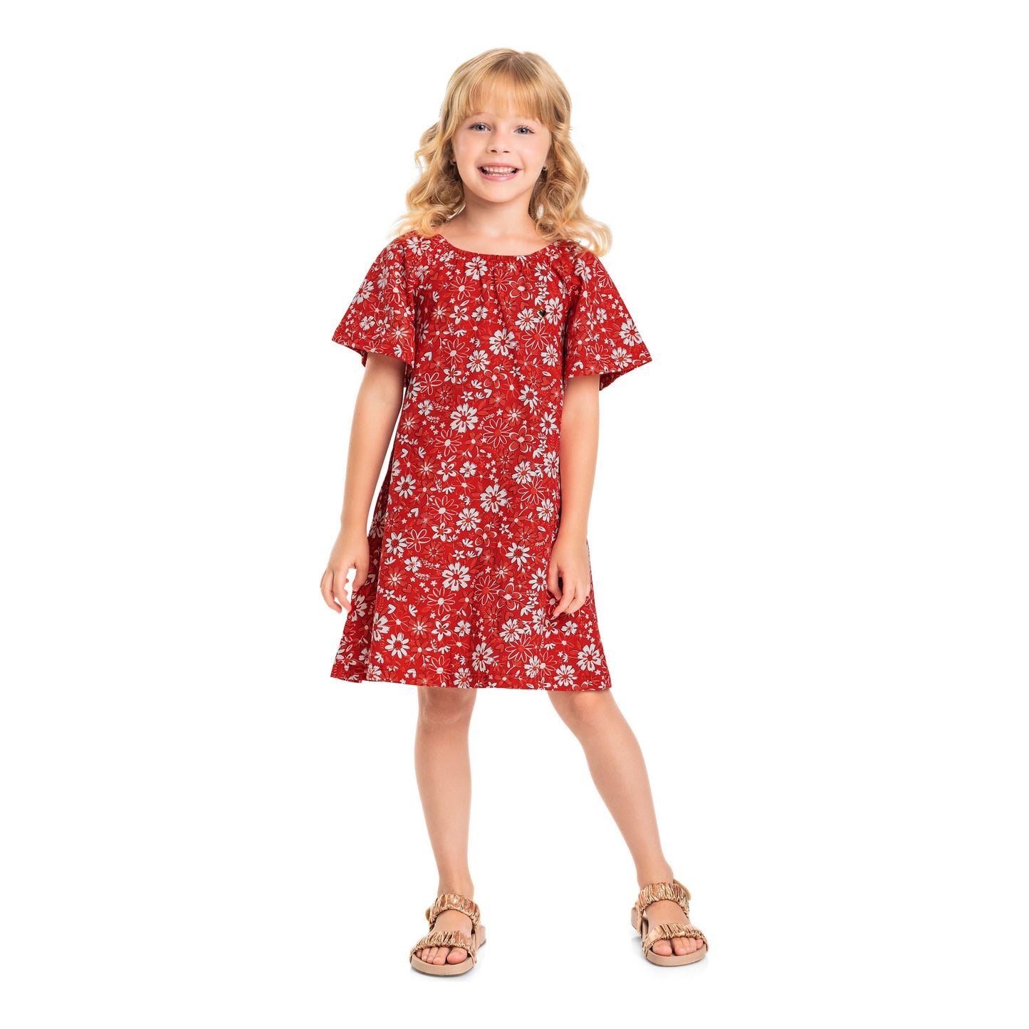 red flowers jersey dress
