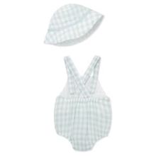 check gauze romper & hat set