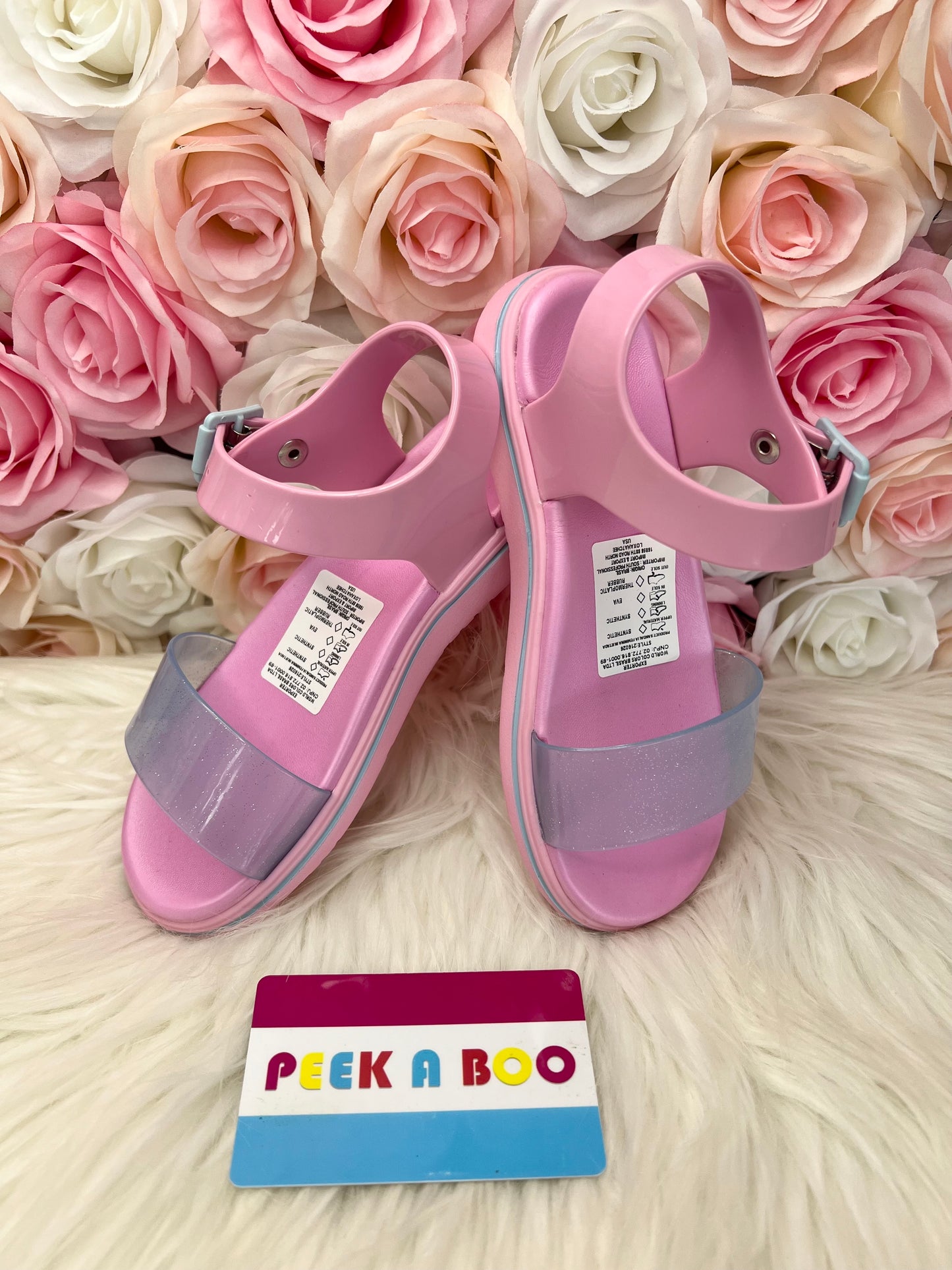 clear glitter pink