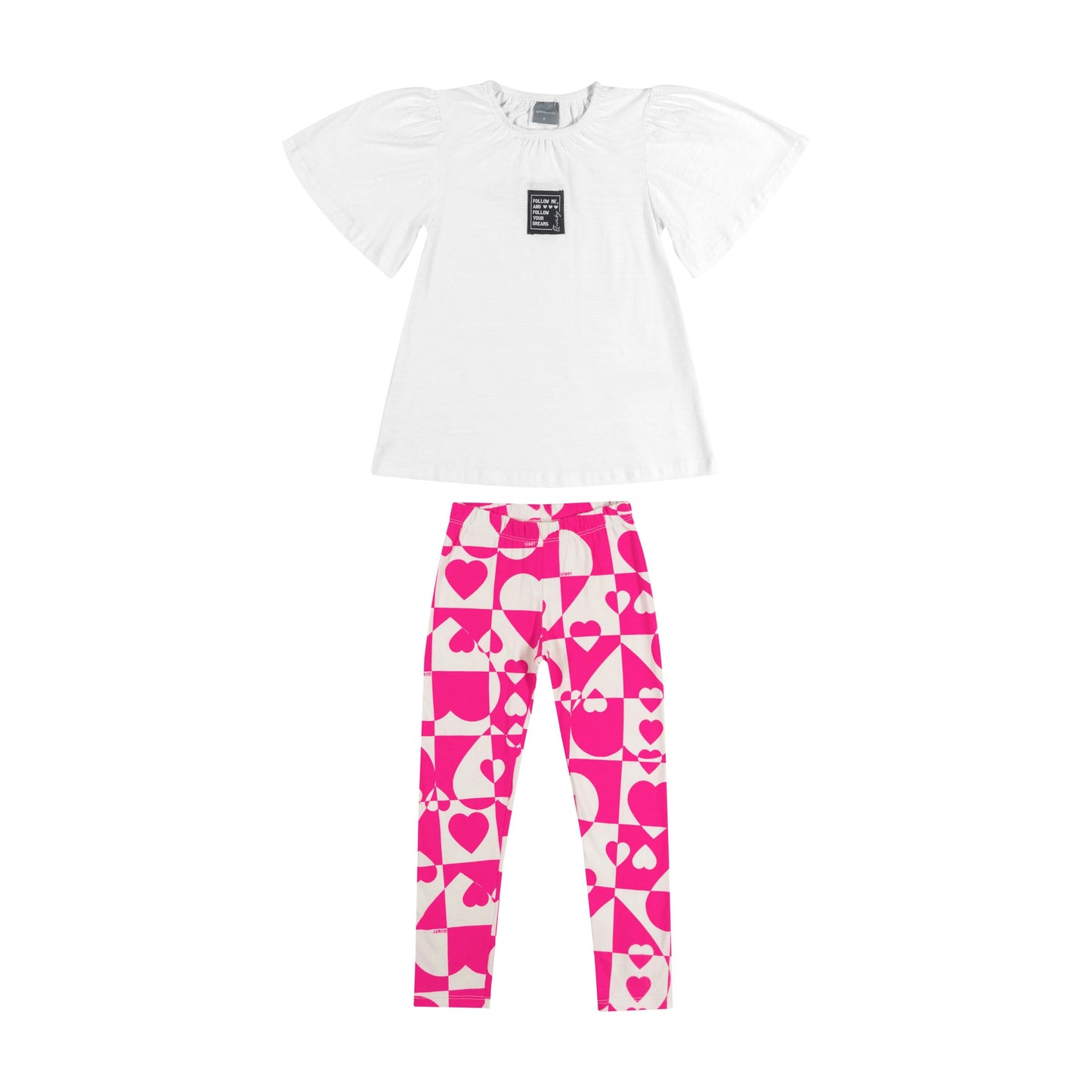 set pink heart leggings