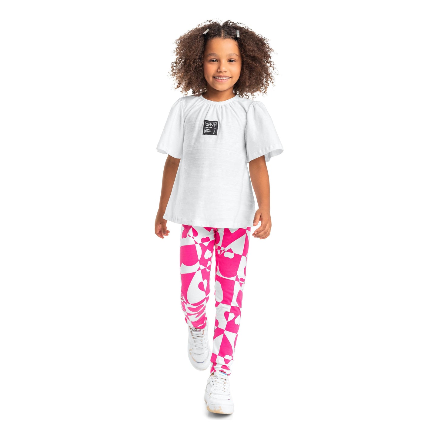 set pink heart leggings