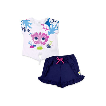 Navy white knit set for girl Ocean Wonders collection