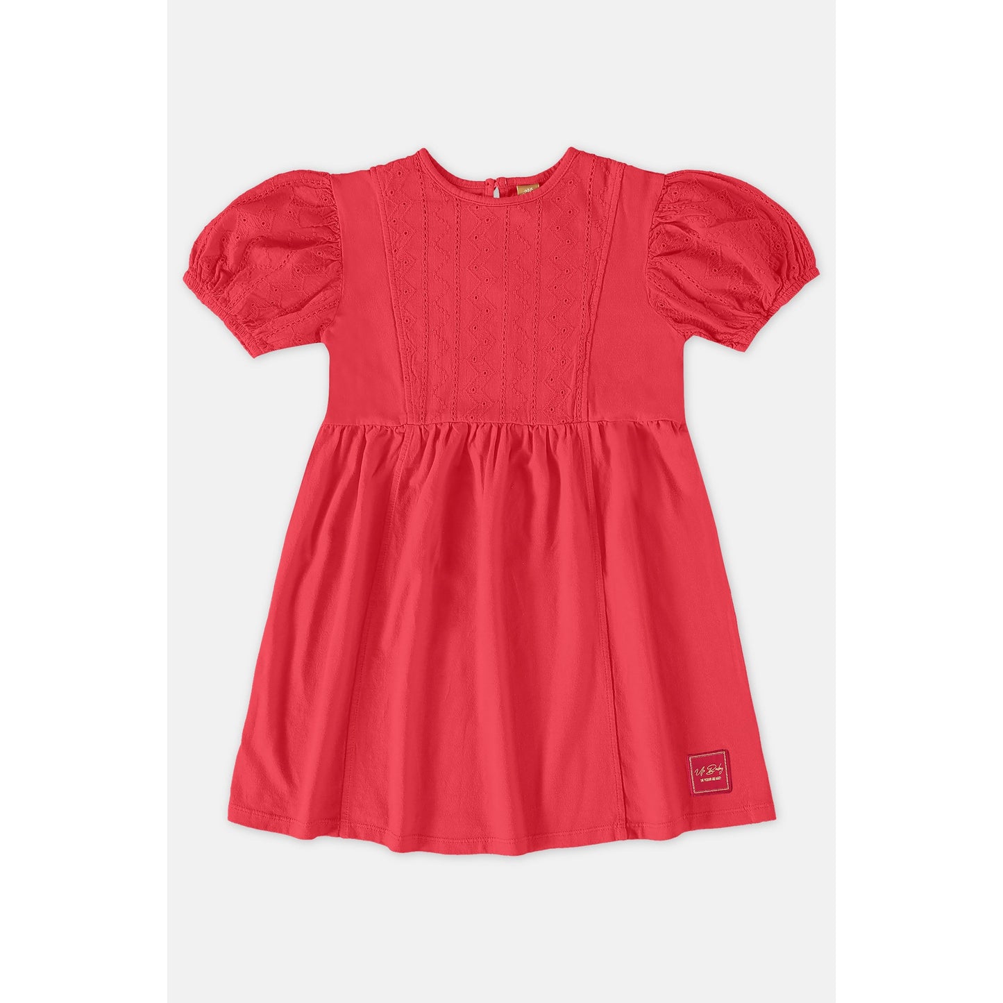 red laise knit dress