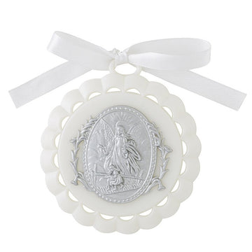 White Guardian Angel Crib Medal PEEK A BOO