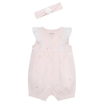 Girls' Hearts Cotton Romper with Headband PEEK A BOO