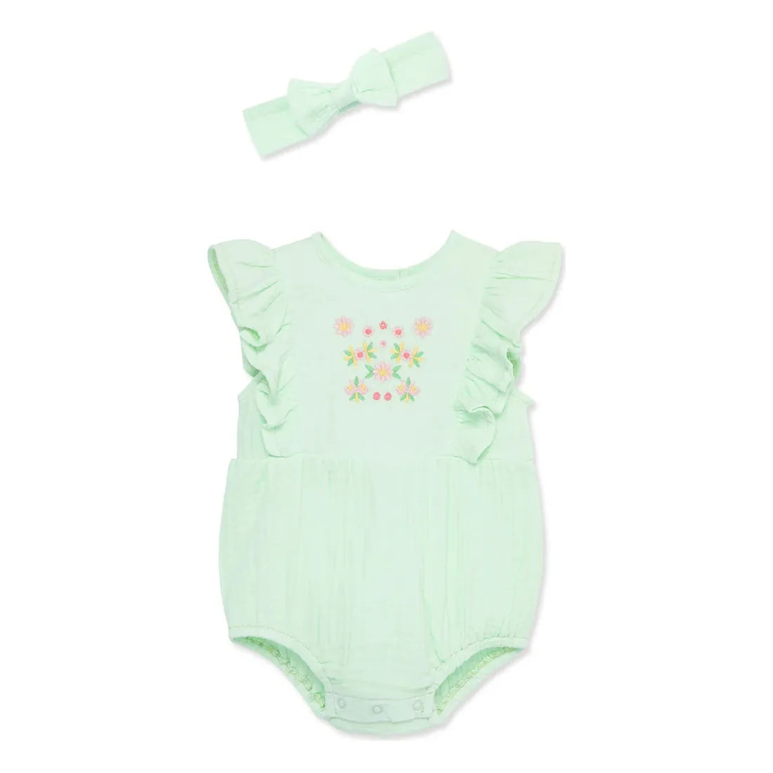floral gauze bubble & headband set