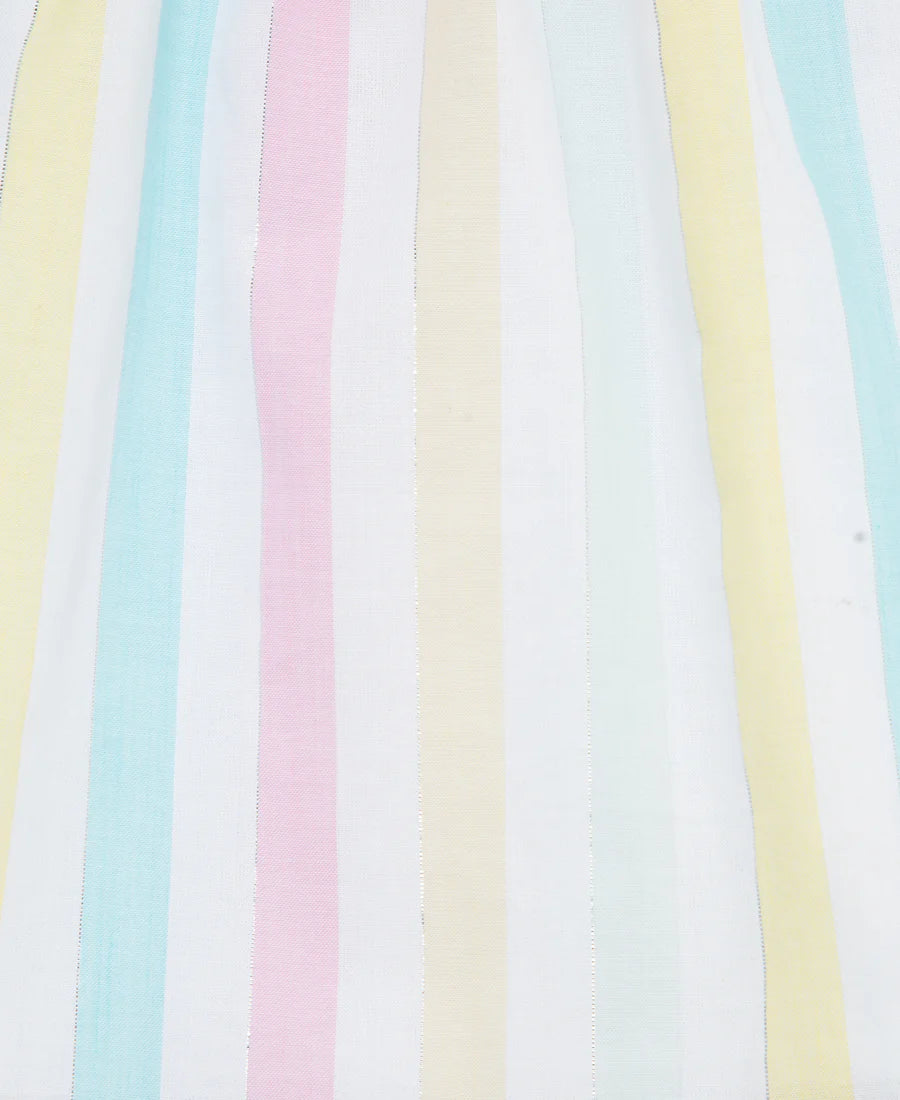 smocked stripes woven short set & headband