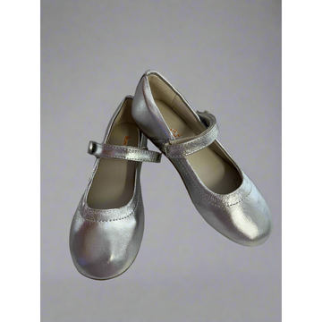 Silver  Leather Ballerina PEEK A BOO