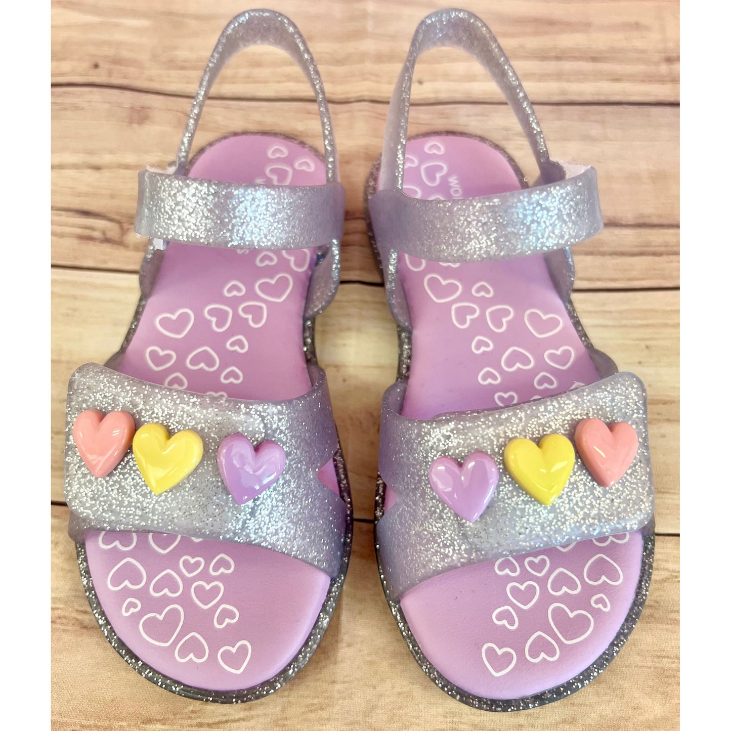 silver hearts sandals