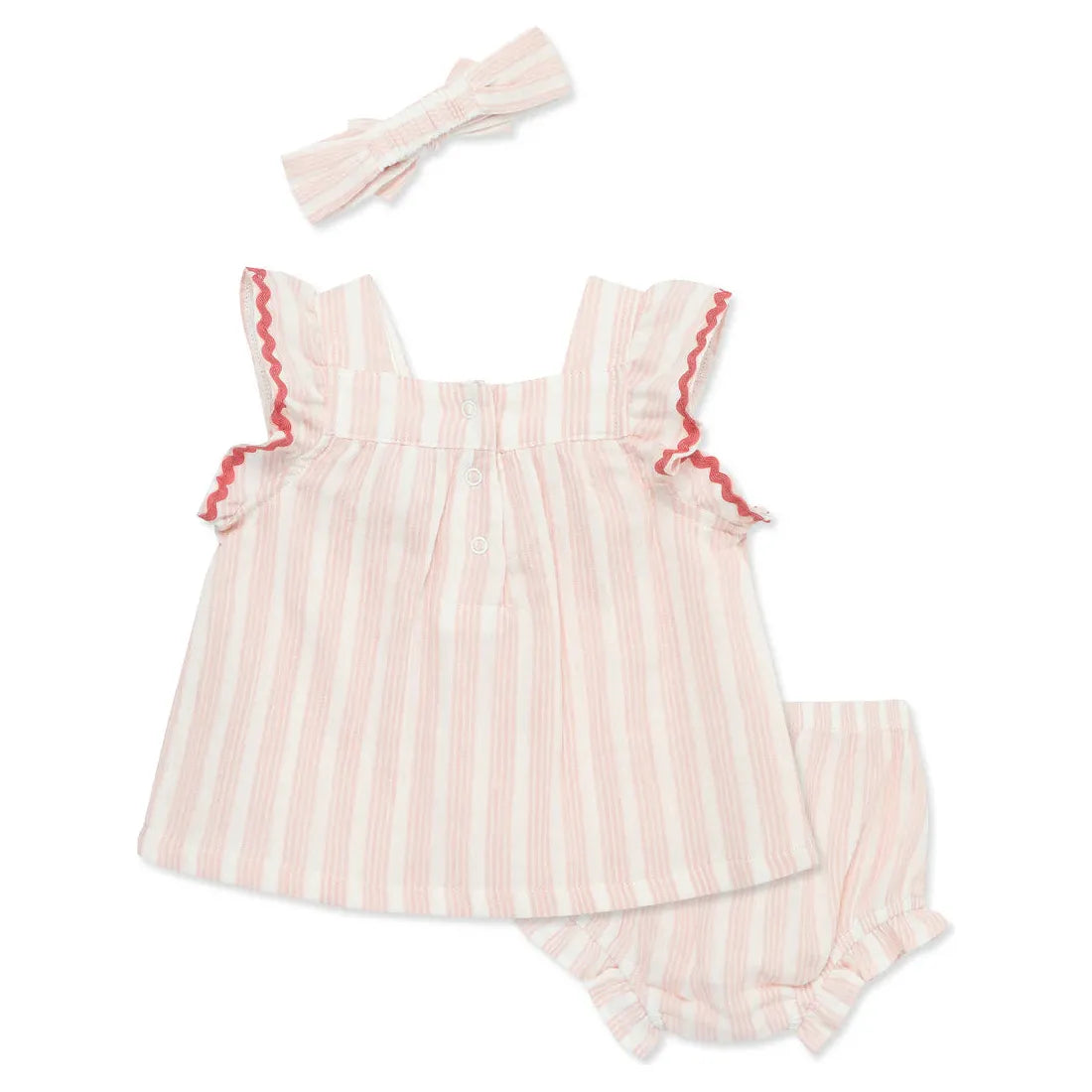 striped gauze short set & headband