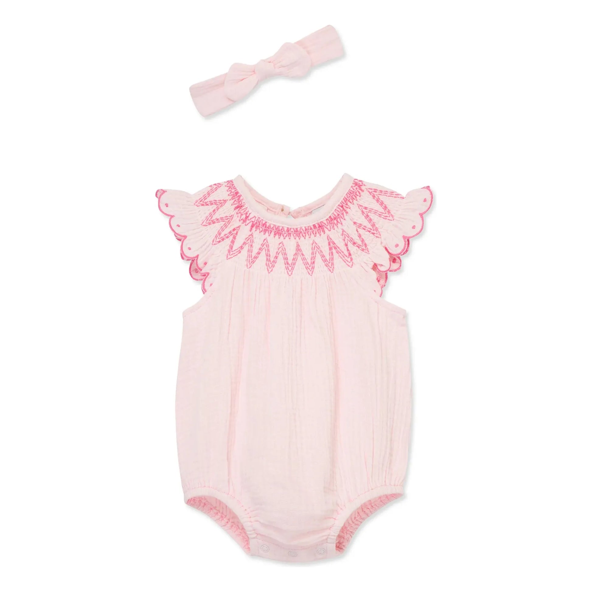 Smocked Gauze Bubble & Headband Set PEEK A BOO