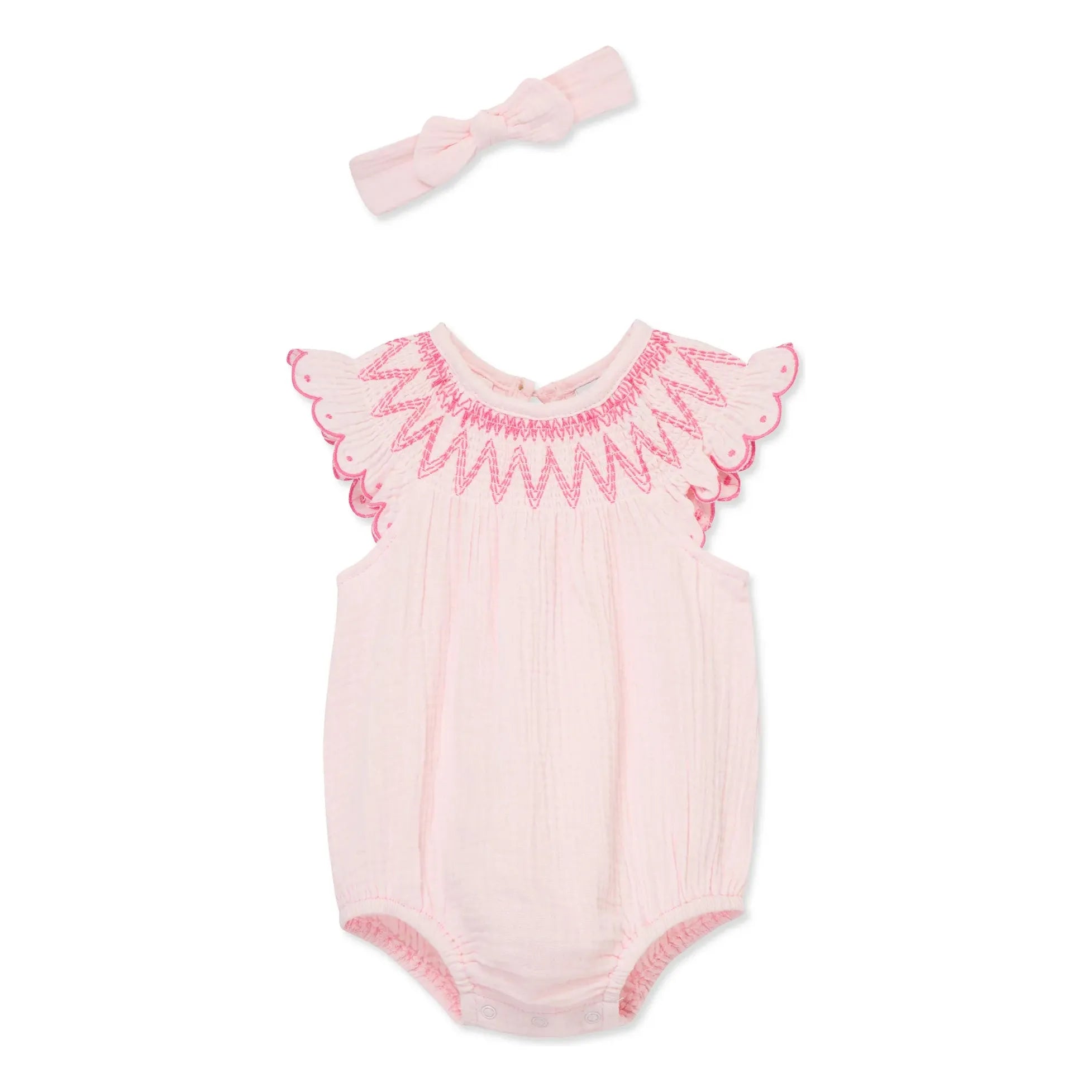 Smocked Gauze Bubble & Headband Set PEEK A BOO