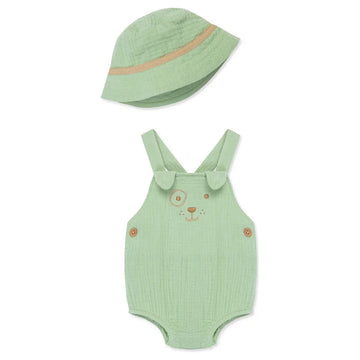 Puppy Gauze Romper & Hat Set