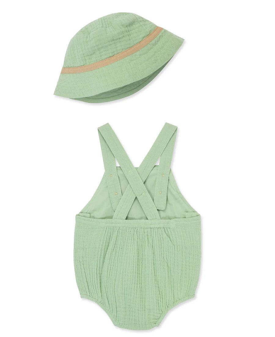 puppy gauze romper & hat set