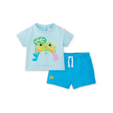 Blue knit set for boy Water Lilies collection PEEK A BOO