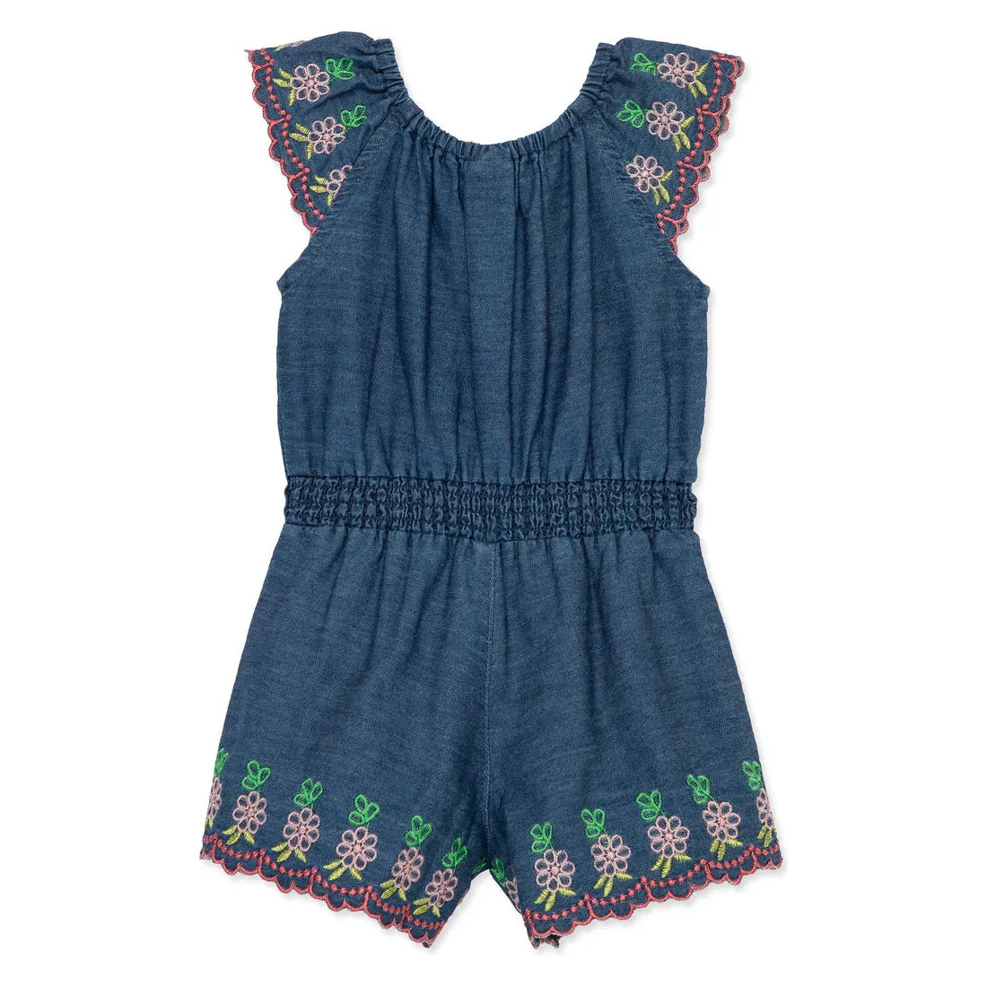 chambray woven romper