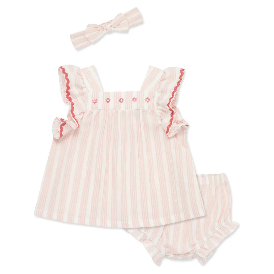 striped gauze short set & headband
