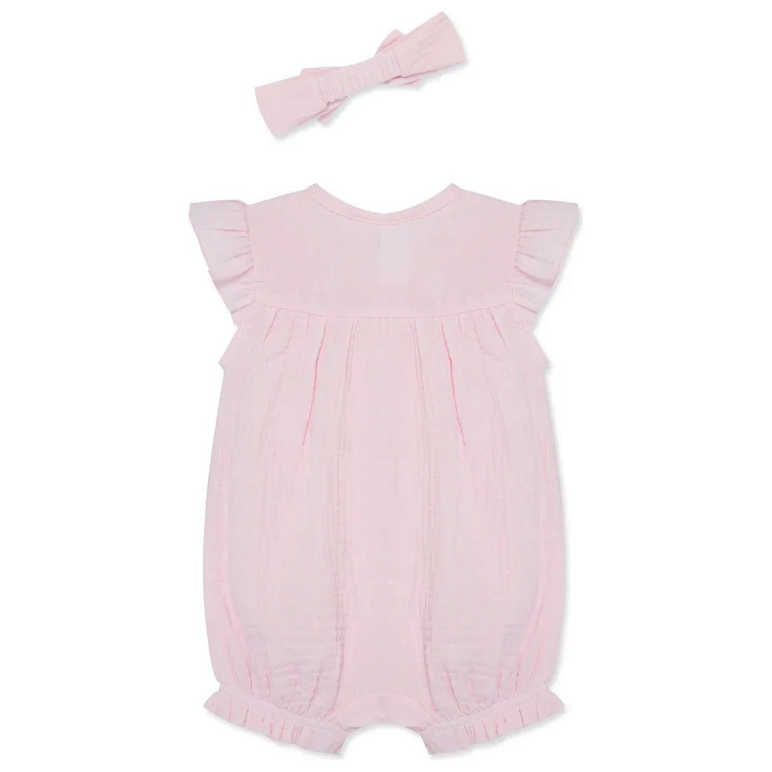 pink floral gauze romper & headband set