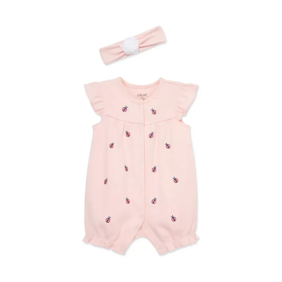 baby girls ladybug romper with headband