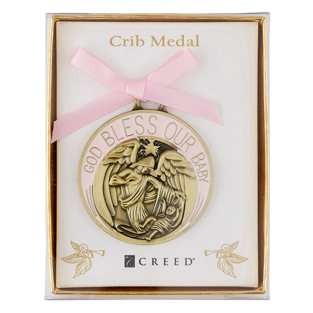creed baby collection crib medal - pink