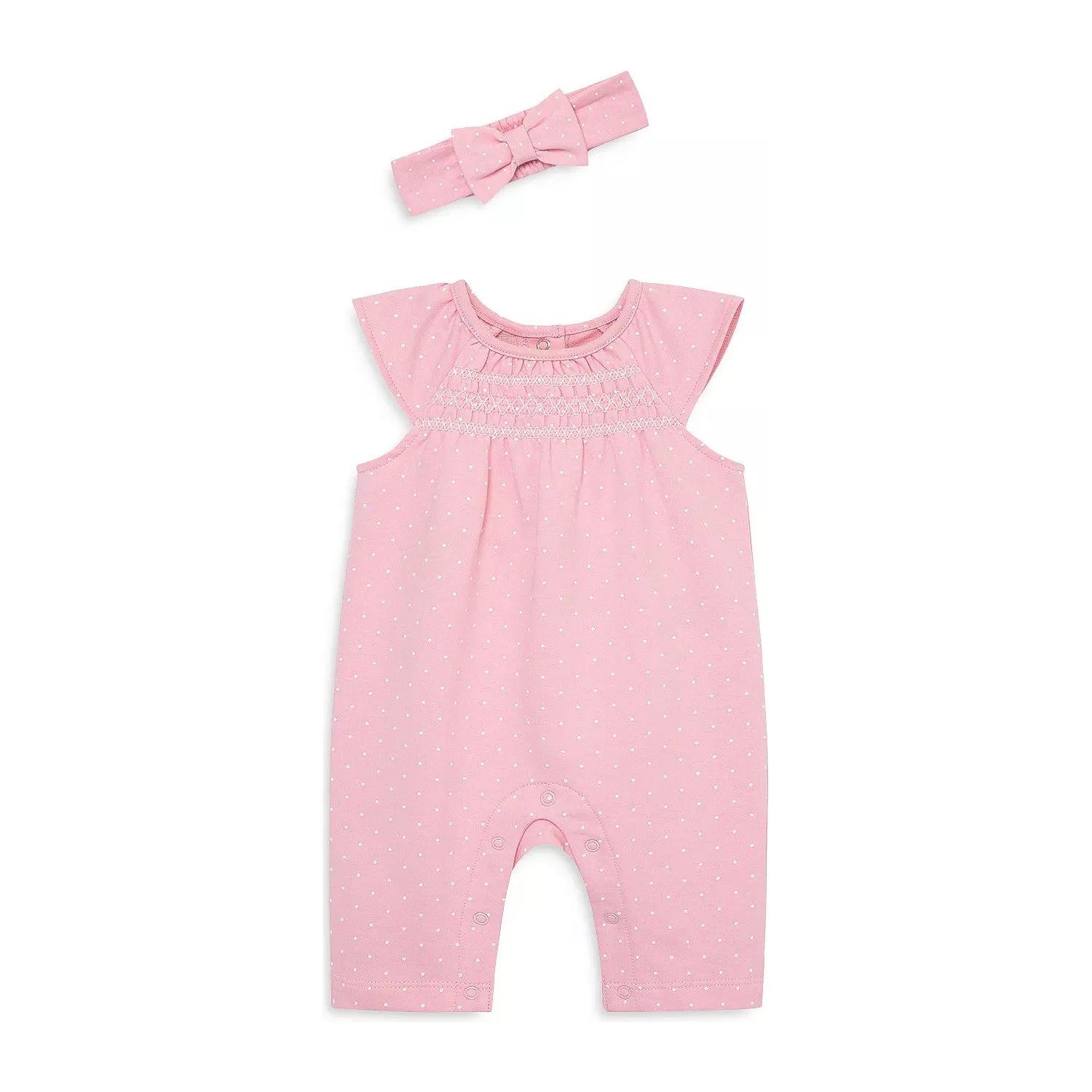 Dot Smocked Jumpsuit & Bow Headband PEEK A BOO