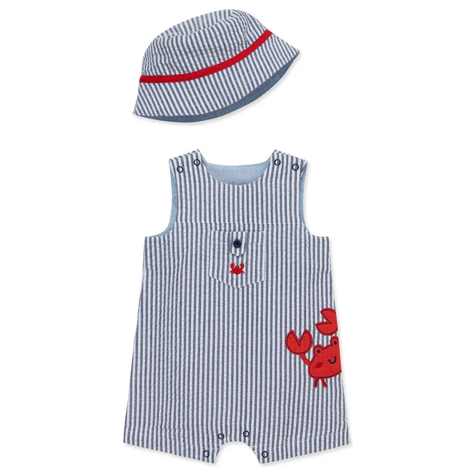 crab woven sunsuit & hat