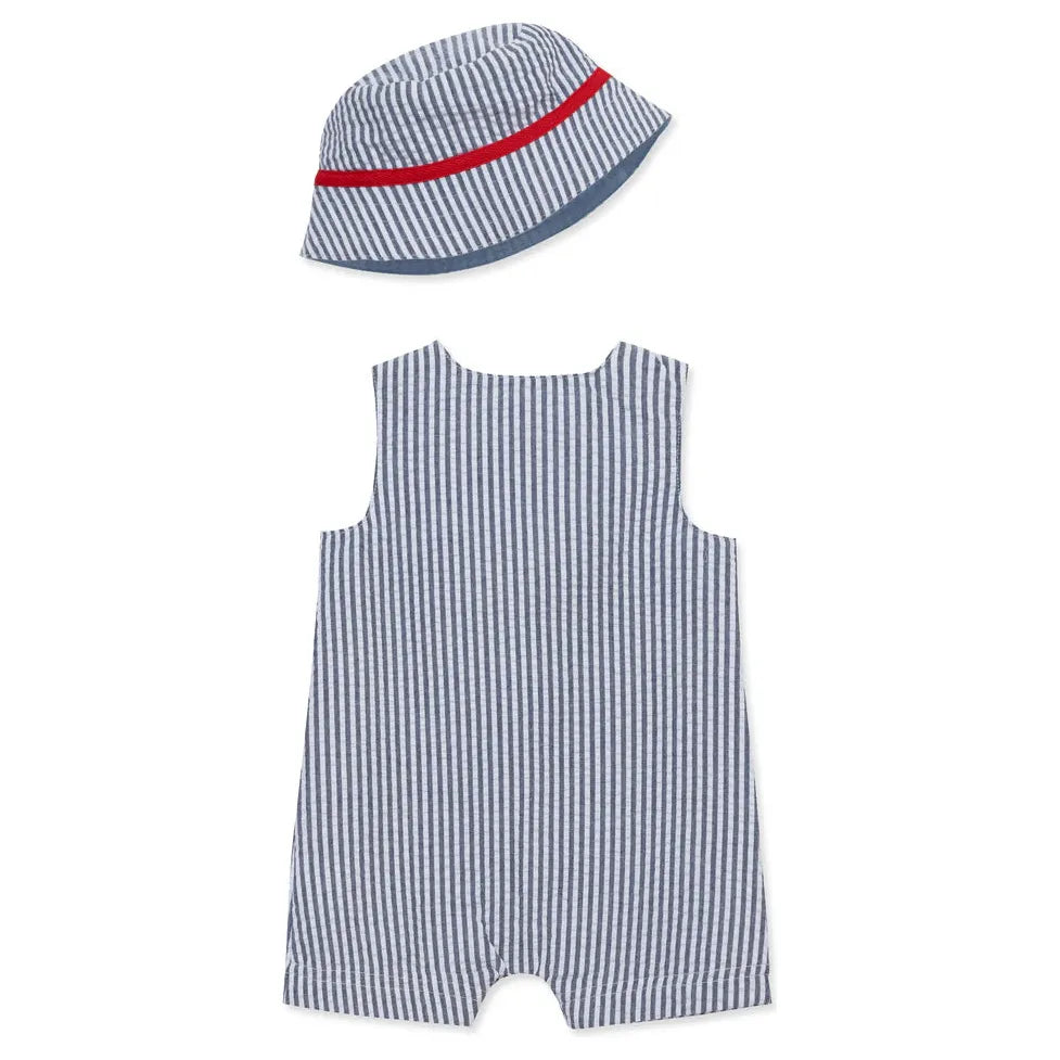 crab woven sunsuit & hat