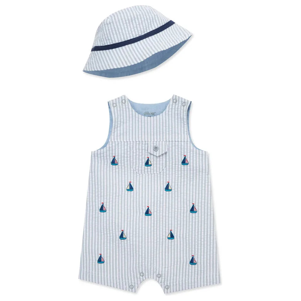 sailboat woven sunsuit & hat