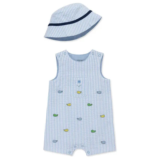 whales woven sunsuit & hat