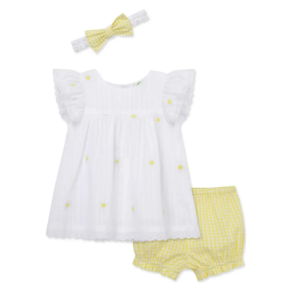 daisy texture woven short set & headband