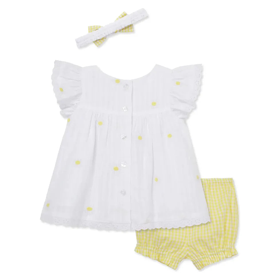 daisy texture woven short set & headband