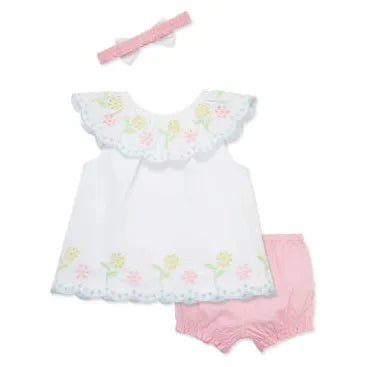 multi eyelet woven short set & headband