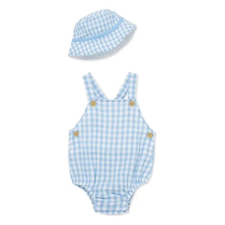check gauze sunsuit & hat