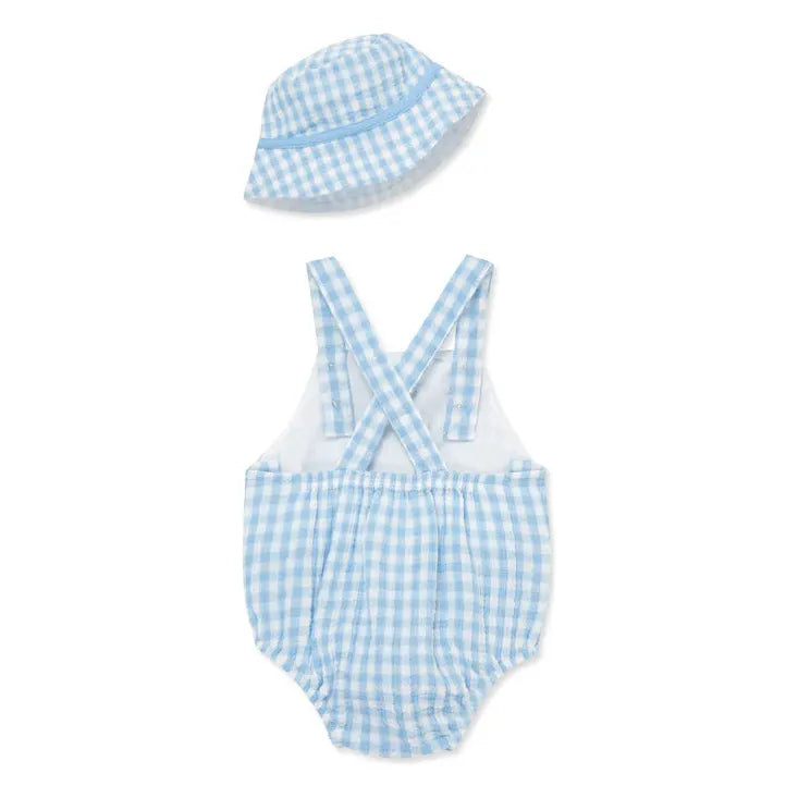 check gauze sunsuit & hat