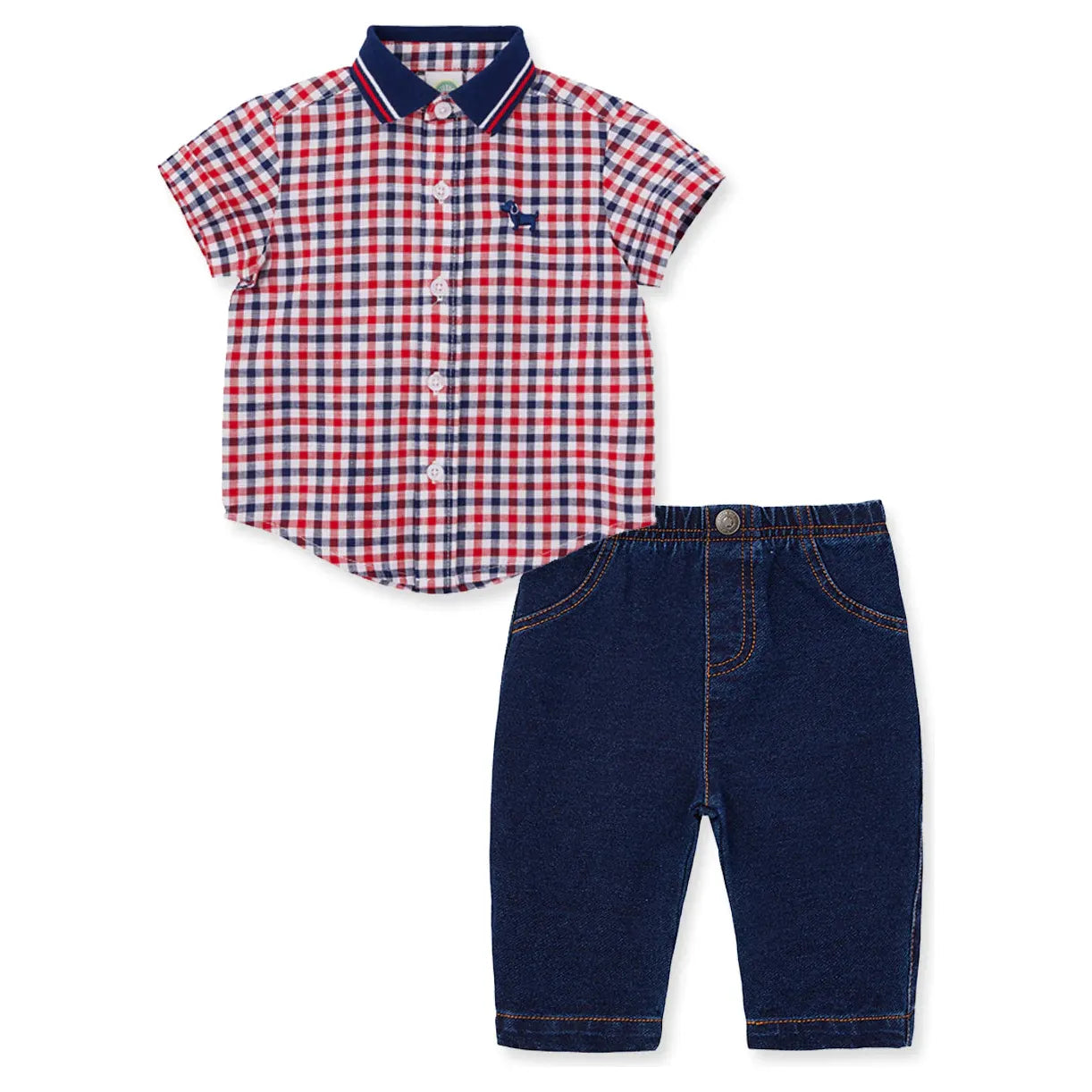 check woven pant set