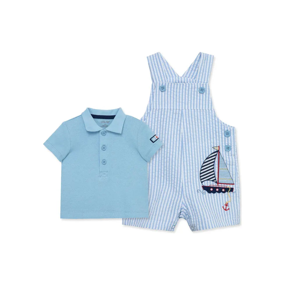 sailboat woven shortall set