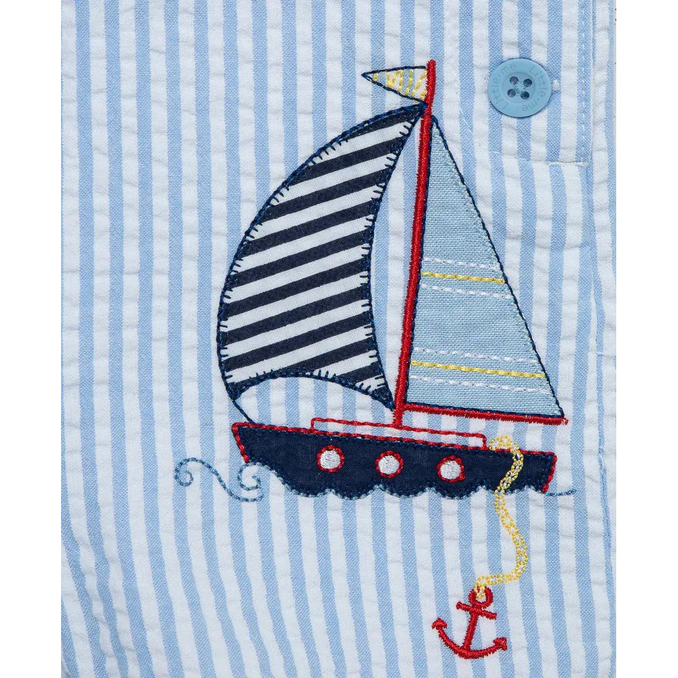 sailboat woven shortall set