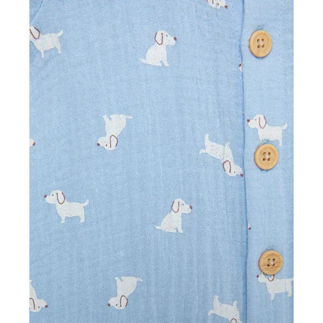 Puppies Gauze Romper & Hat