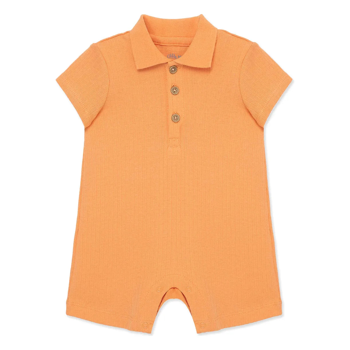 orange ribbed knit polo romper