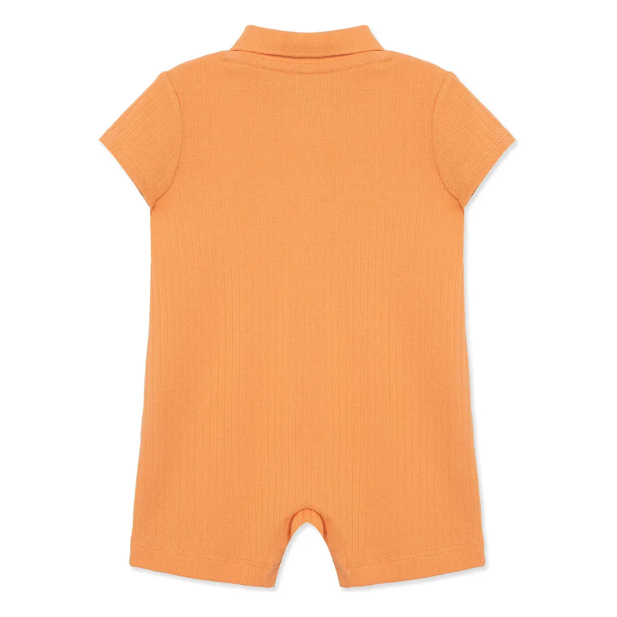 orange ribbed knit polo romper