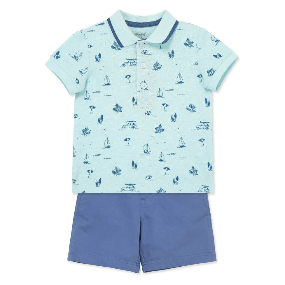 beach polo short set