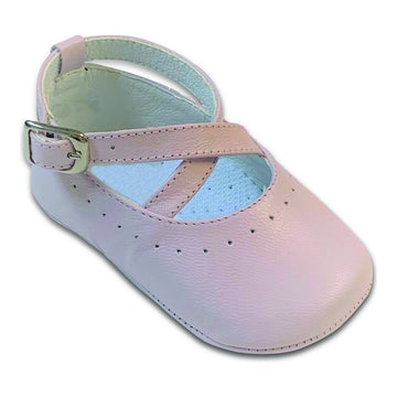 Karela Pink Pre-Walk Crossed Straps Shoes PEEK A BOO