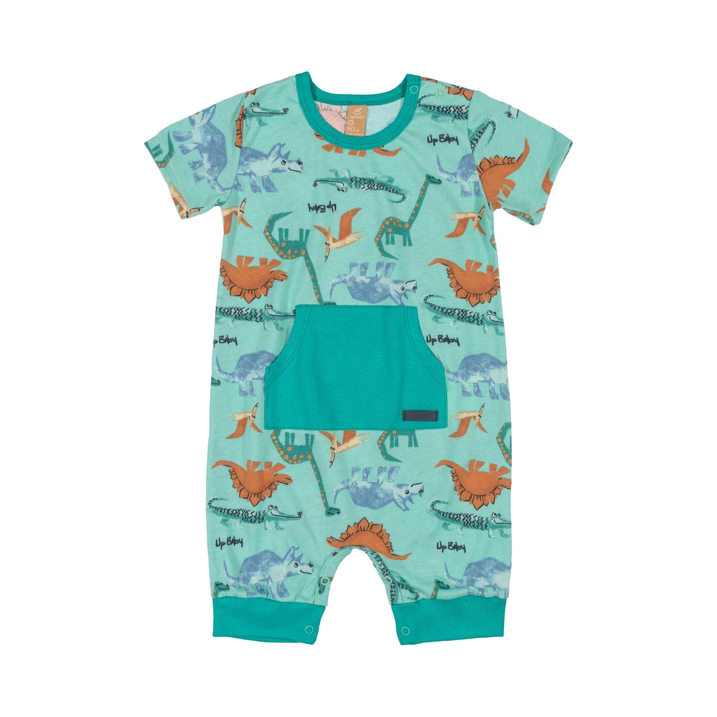 green dinosaur romper
