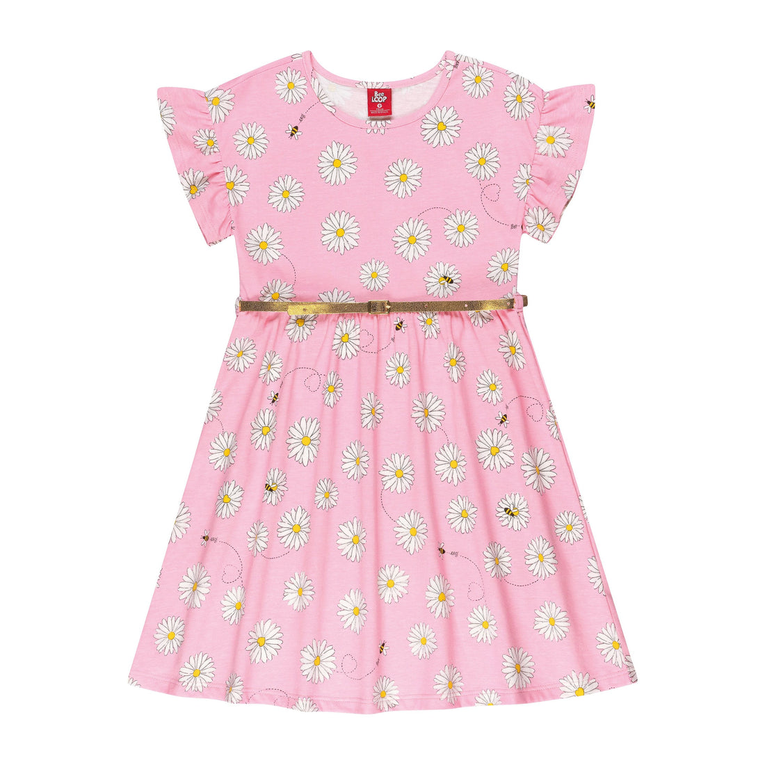 Sleeve Flower dress with belt