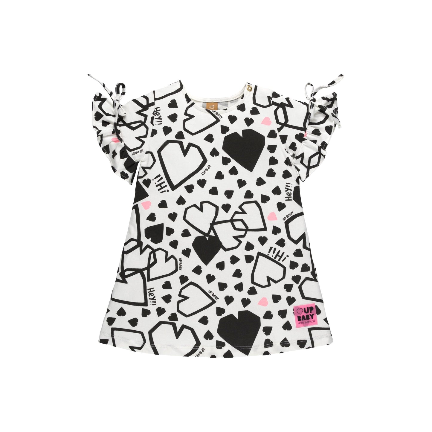 hearts all around b&w tunic