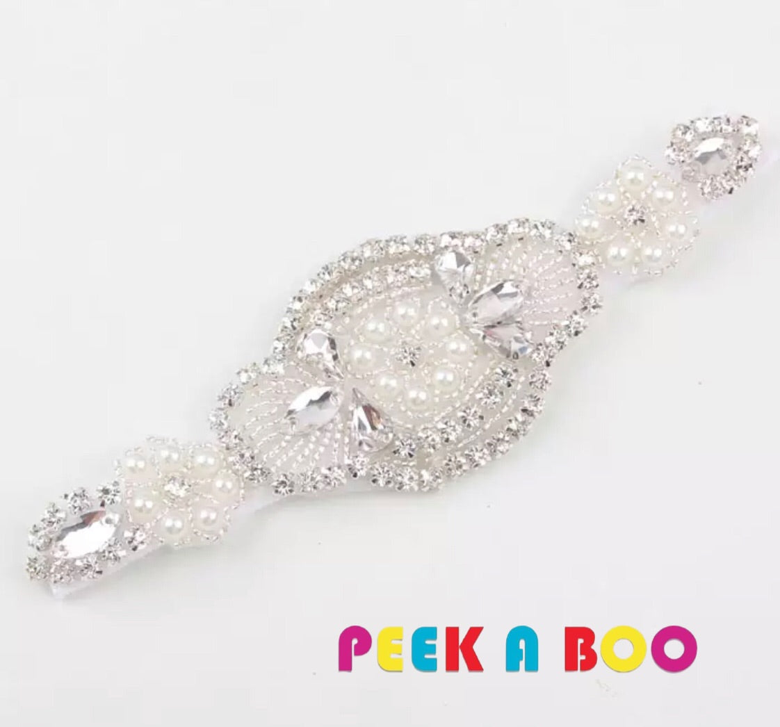 pearls and rhinestone appliqué headband
