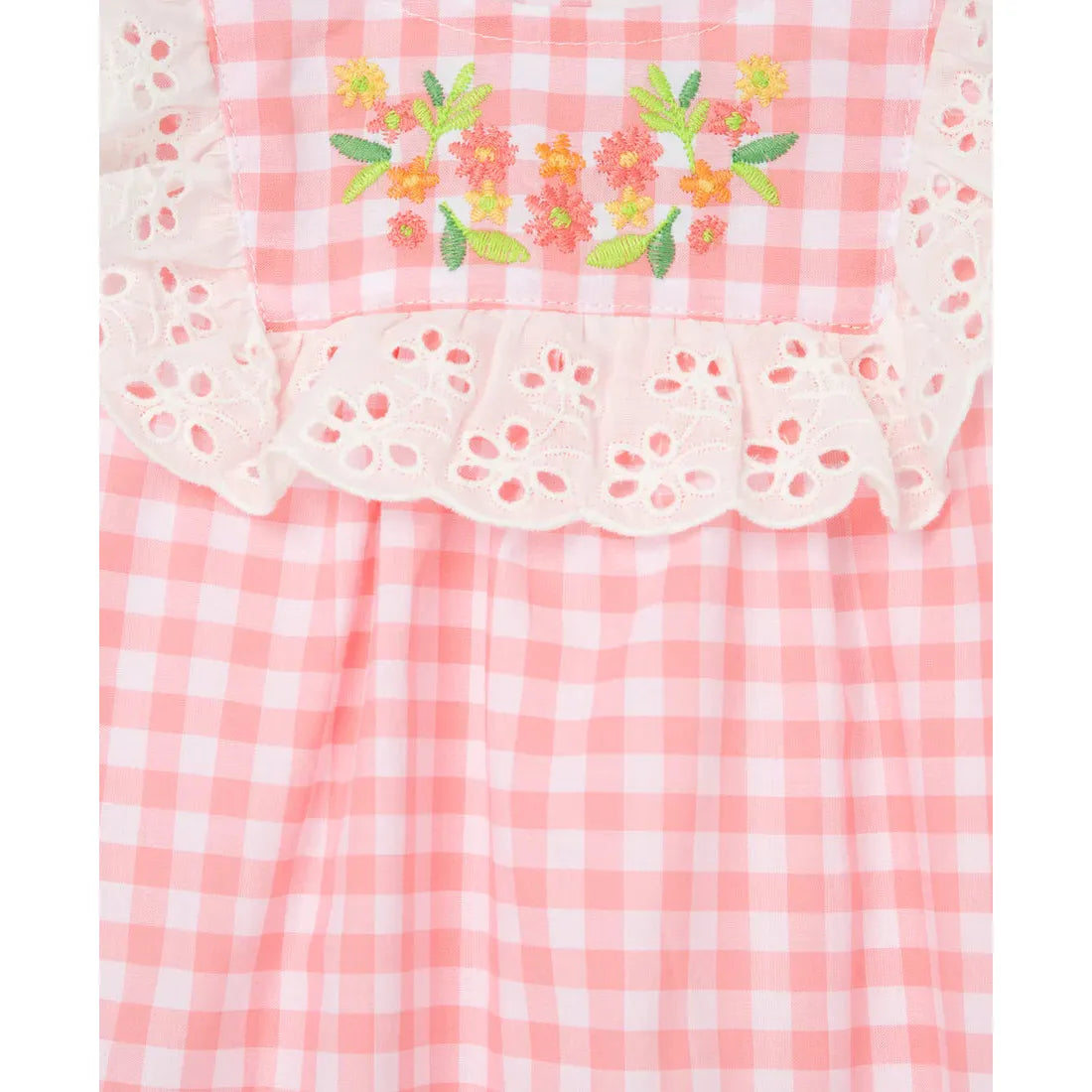 gingham eyelet woven tunic set